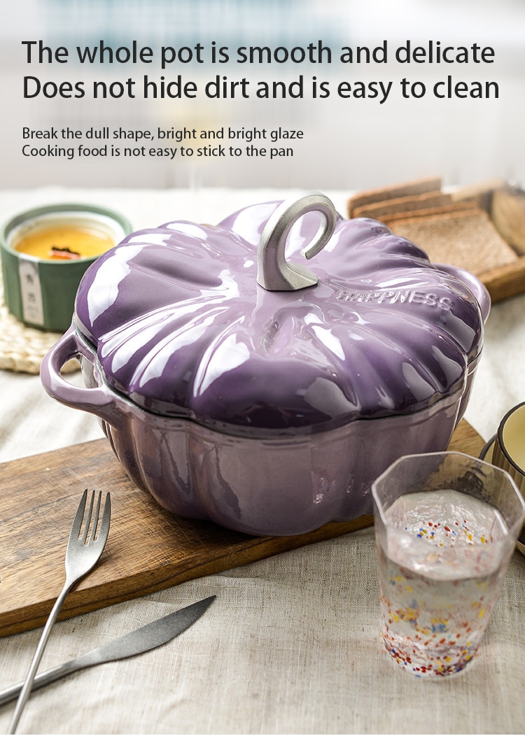 Pumpkin Enamel Stew Sets of Pot and Pans Iron Casserole Pots for Kitchen Glass Pan for Cooking Kitchenware Set Non Stick Food