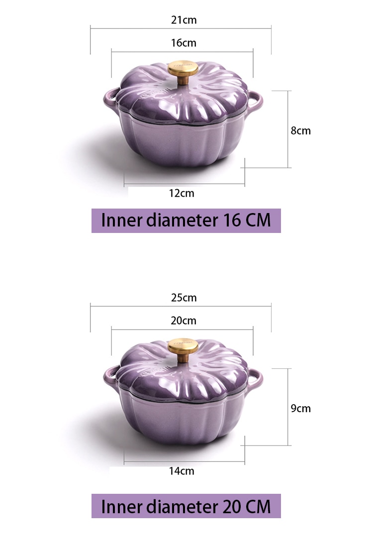 Pumpkin Enamel Stew Sets of Pot and Pans Iron Casserole Pots for Kitchen Glass Pan for Cooking Kitchenware Set Non Stick Food