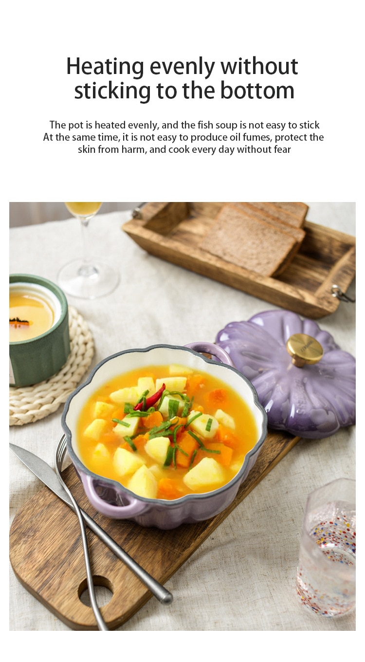 Pumpkin Enamel Stew Sets of Pot and Pans Iron Casserole Pots for Kitchen Glass Pan for Cooking Kitchenware Set Non Stick Food
