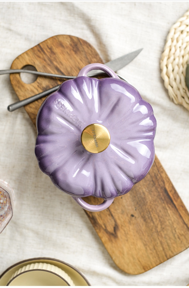 Pumpkin Enamel Stew Sets of Pot and Pans Iron Casserole Pots for Kitchen Glass Pan for Cooking Kitchenware Set Non Stick Food