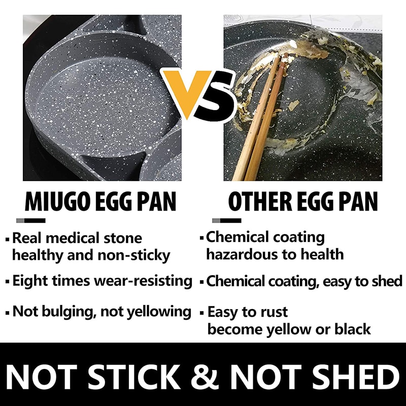 4 Hole Frying Pan Non Stick Breakfast Burger Egg Pancake Maker Wooden Handle Medical Stone Four Hole Omelet Pan cast cookware