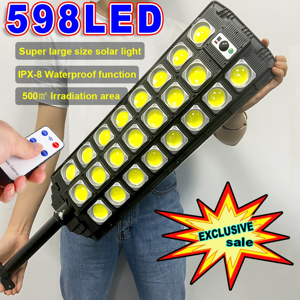 20000mAh Solar Led Light Outdoor 598LED Super Bright Lamp Waterproof Garden Light Remote Control Solar Street Lamp 3000W Lumens