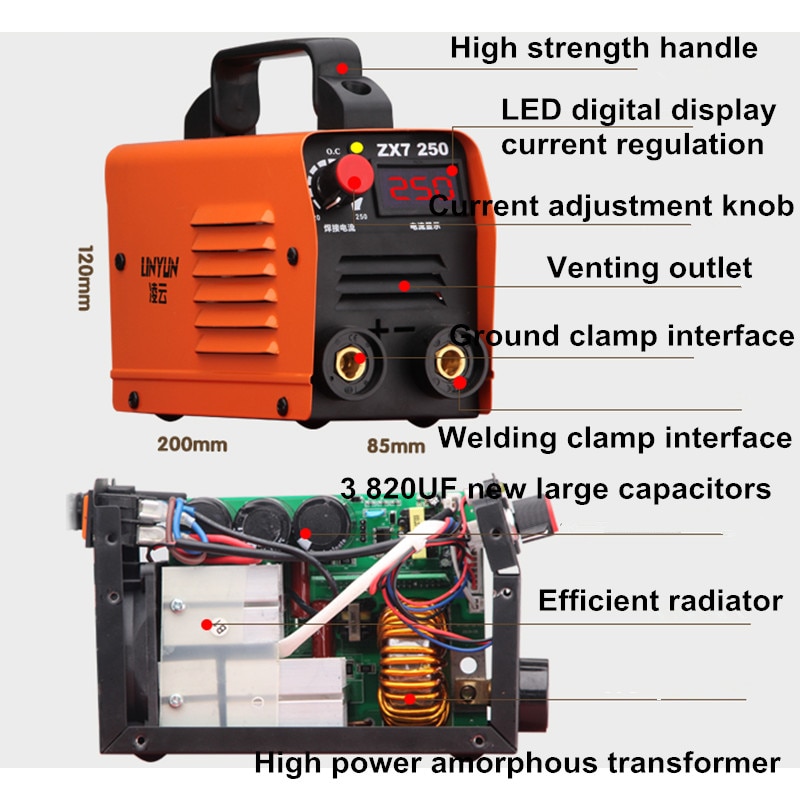 220V 250A High Quality Cheap And Portable Welder Inverter Welding Machines ZX7-250 Optional Host And Cable