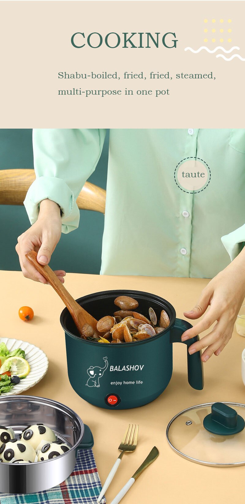 Mini Electric Rice Cooker 1.8L Non-stick Cooking Machine Single/Double Layer Hot Pot Multifunction Electric Rice Cooker for Home