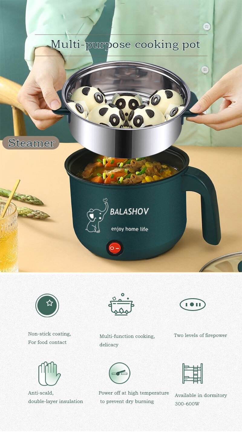 Mini Electric Rice Cooker 1.8L Non-stick Cooking Machine Single/Double Layer Hot Pot Multifunction Electric Rice Cooker for Home