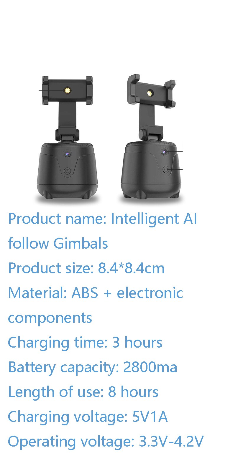 Auto Face Tracking Camera Gimbal Stabilizer Smart Shooting Holder 360 Rotation Tripod Selfie Stick for Live Vlog Video Recording