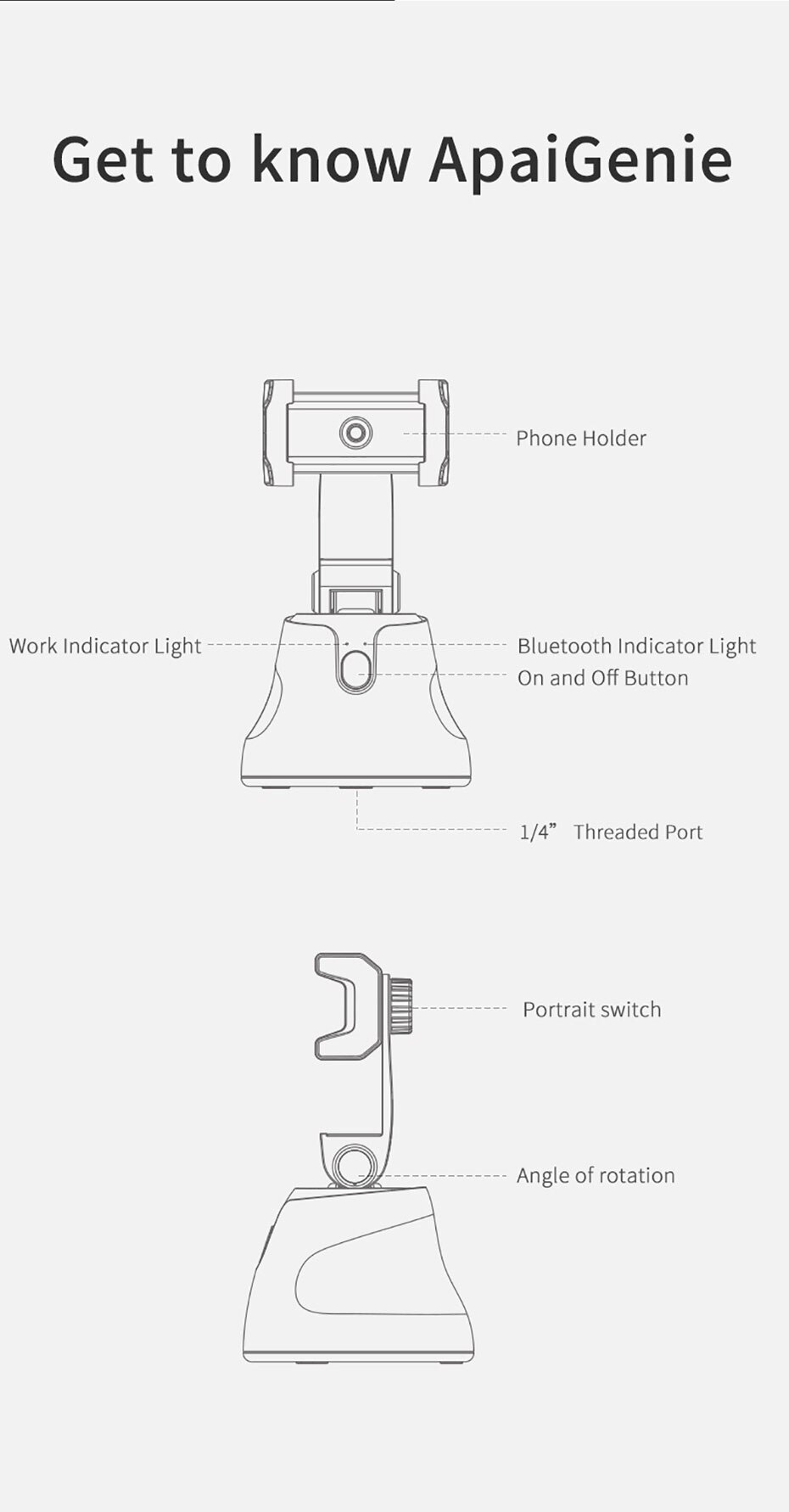 Auto Face Tracking Camera Gimbal Stabilizer Smart Shooting Holder 360 Rotation Tripod Selfie Stick for Live Vlog Video Recording