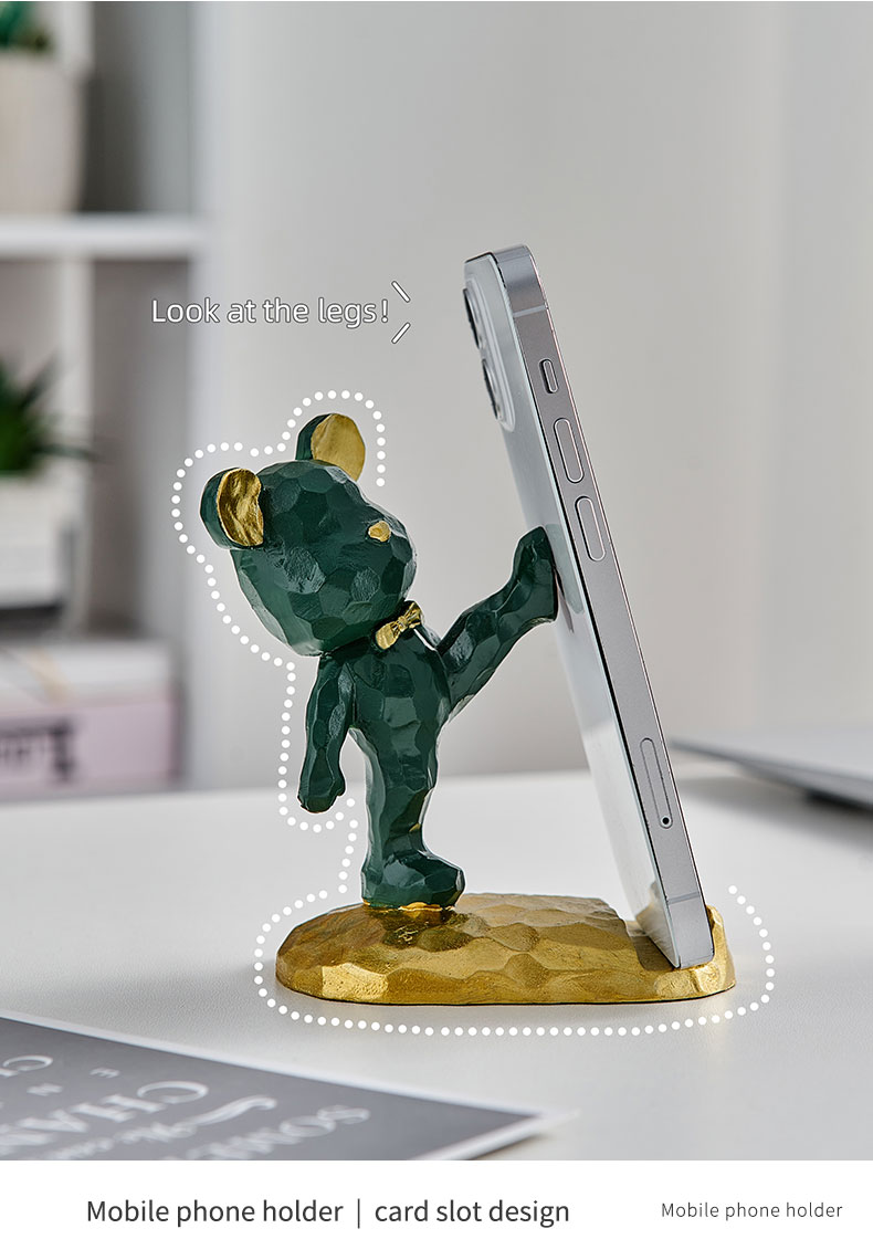 Violent Bear Phone Holder kawaii desk accessories aesthetic kawaii room decor gadgets desktop sculpture gaming