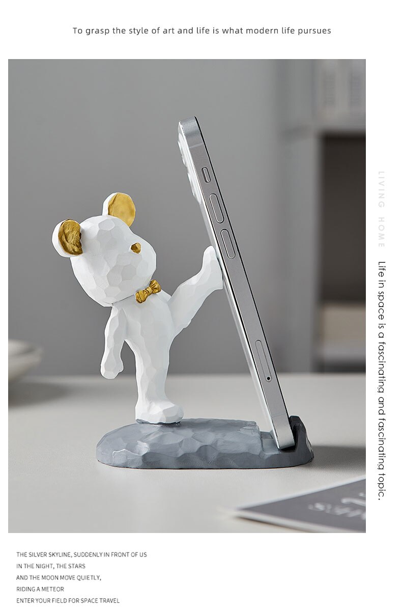 Violent Bear Phone Holder kawaii desk accessories aesthetic kawaii room decor gadgets desktop sculpture gaming