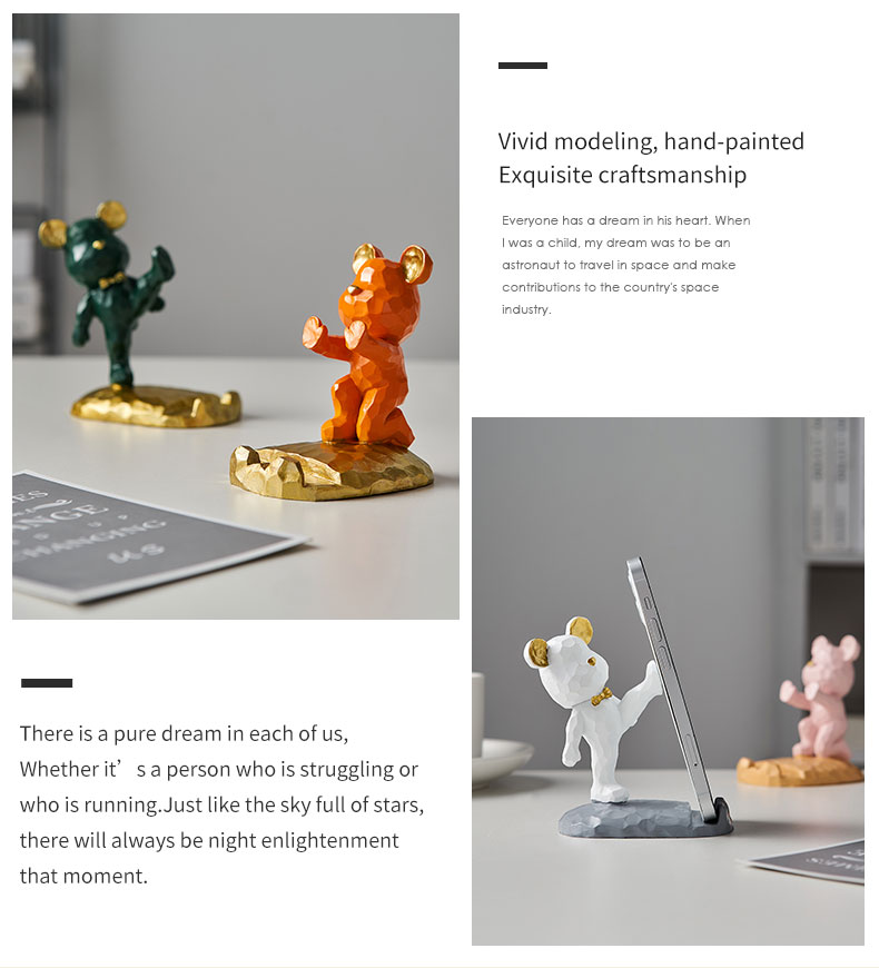 Violent Bear Phone Holder kawaii desk accessories aesthetic kawaii room decor gadgets desktop sculpture gaming