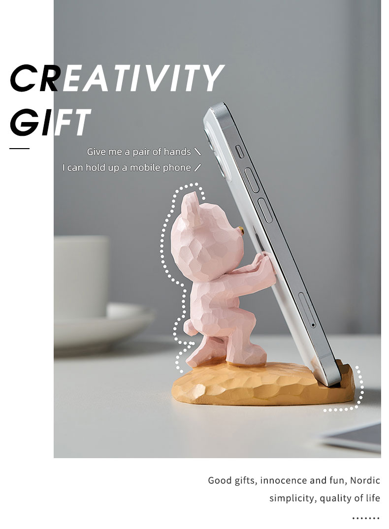 Violent Bear Phone Holder kawaii desk accessories aesthetic kawaii room decor gadgets desktop sculpture gaming