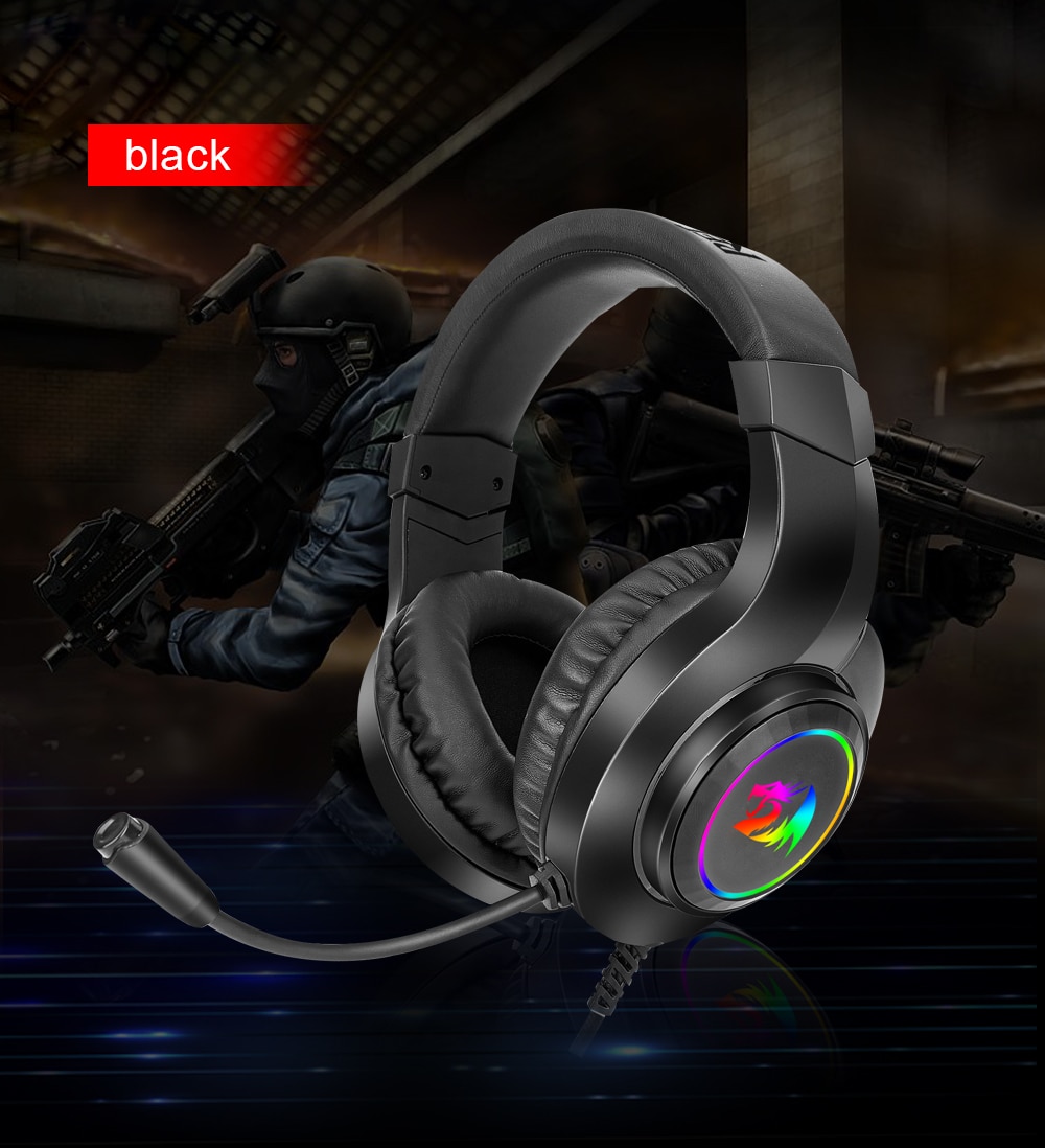 Redragon HYLAS H260 RGB gaming Headphone,3.5mm Surround sound Computer headset Earphones Microphone for PS4 Switch Xbox-one
