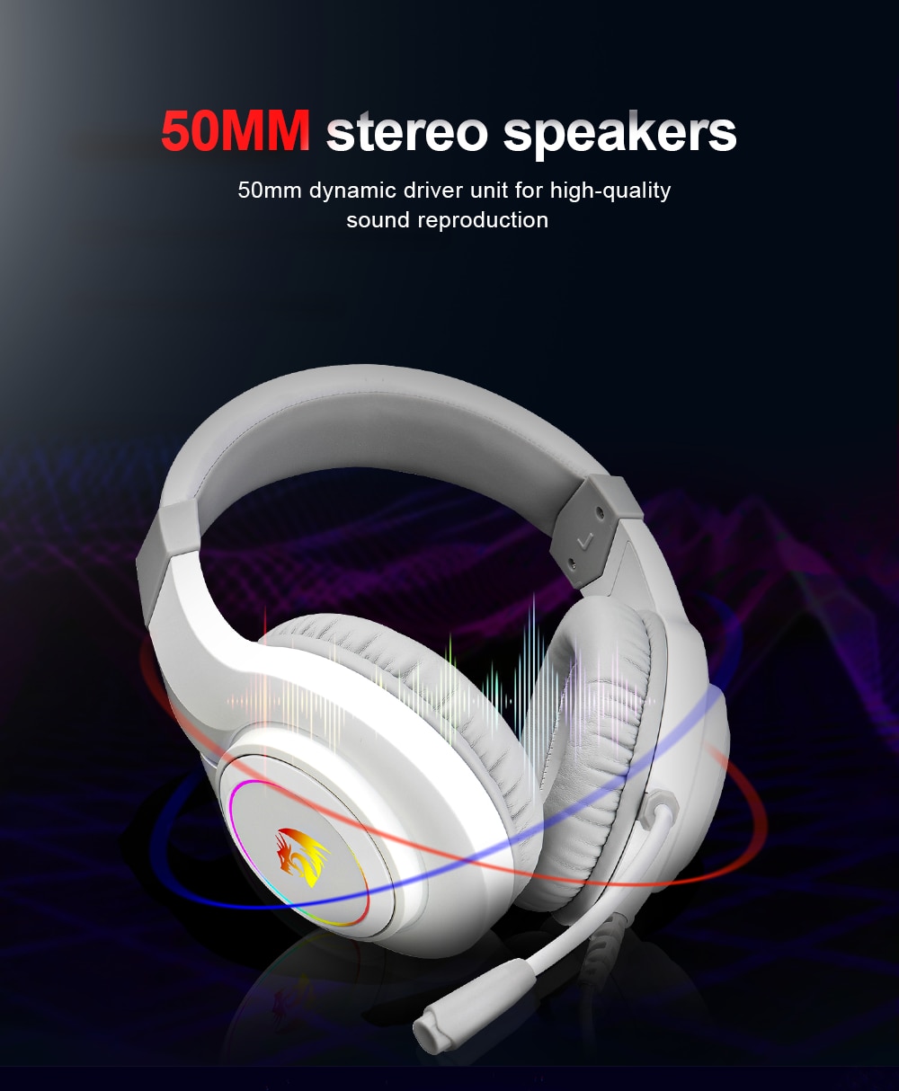 Redragon HYLAS H260 RGB gaming Headphone,3.5mm Surround sound Computer headset Earphones Microphone for PS4 Switch Xbox-one