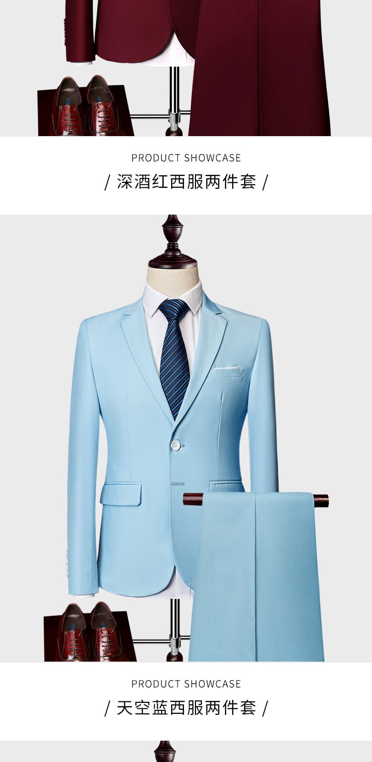 Blazers Pants Sets 2022 New Fashion Groom Wedding Dress Suits Men's Casual Business 2 Piece Set Suit Jacket Coat Trousers M-6XL