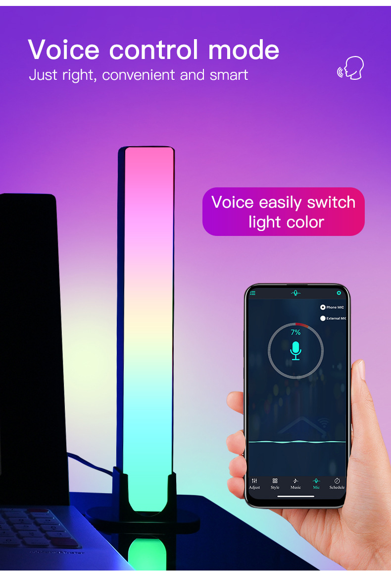 Smart RGB Desktop Atmosphere Night Light Music Rhythm LED Pickup Lights bluetooth App Control Home Living Room Decor Table Lamp