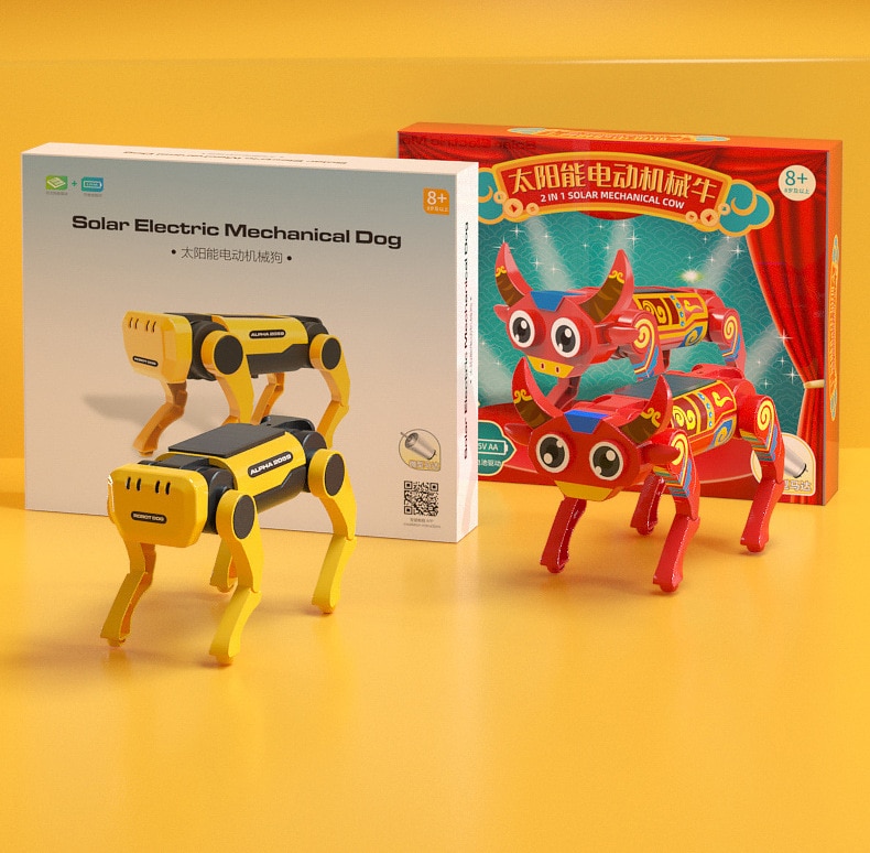 Xiaomi Youpin Solar Electric Mechanical Dog Cow Children Educational Assembly Tech Puzzle Toy Bionic Smart Robot Dog Toys