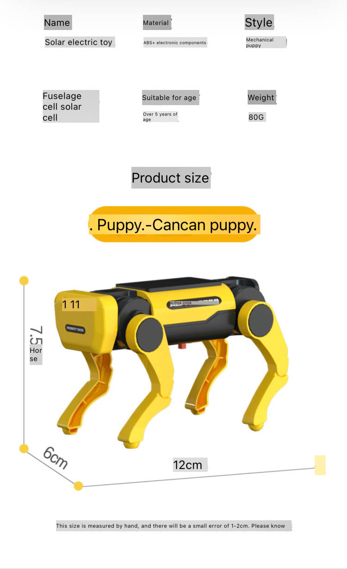 Xiaomi Youpin Solar Electric Mechanical Dog Cow Children Educational Assembly Tech Puzzle Toy Bionic Smart Robot Dog Toys
