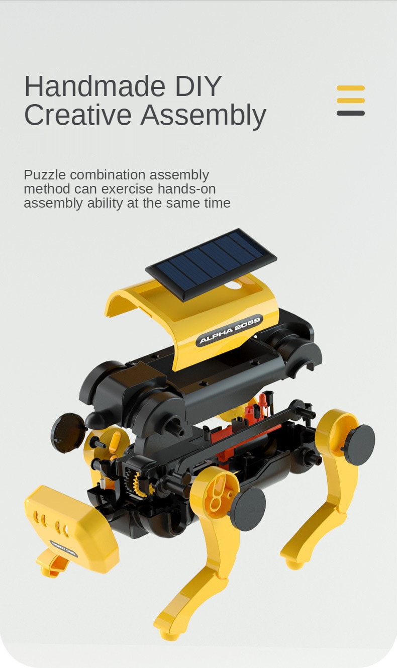 Xiaomi Youpin Solar Electric Mechanical Dog Cow Children Educational Assembly Tech Puzzle Toy Bionic Smart Robot Dog Toys