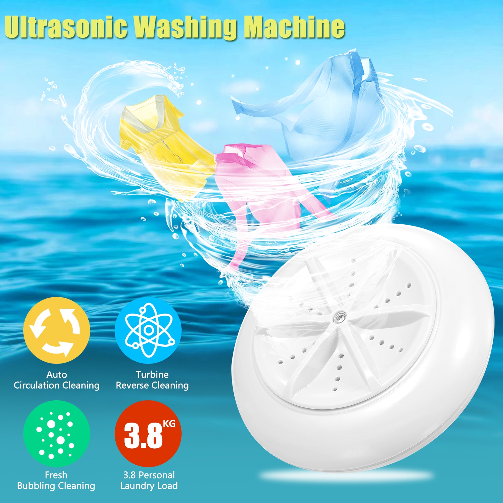 Mini Washing Machine For Socks Underwear Clothes Portable Personal Rotating Turbines Washer for Travel Home Business Trip