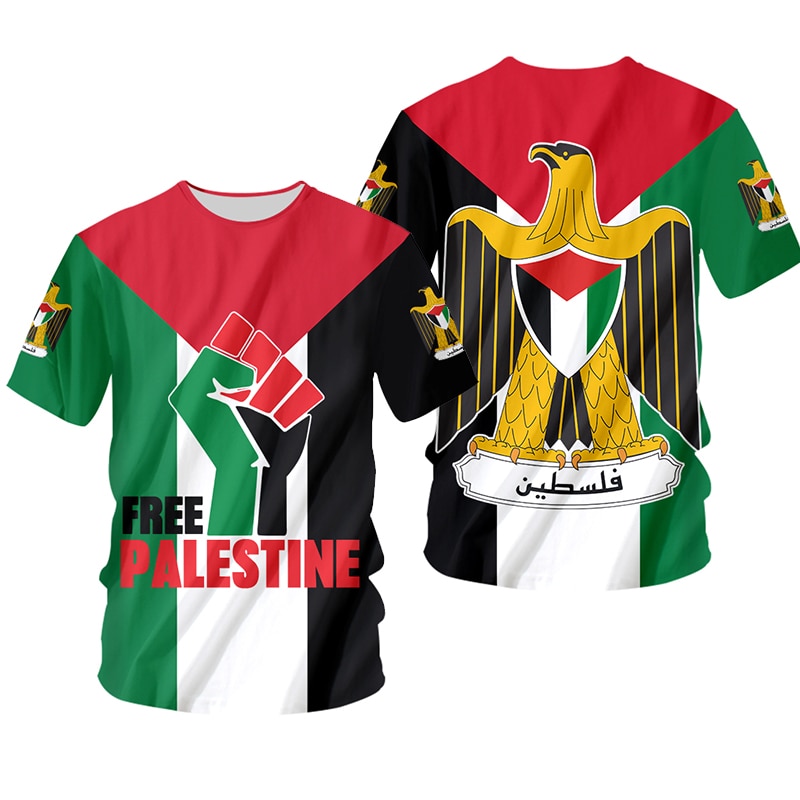 OGKB 3D Printed Free Palestine T shirt Men Summer Custom Short Sleeve Shirt Save Palestine Keep Peace Customized Shirt Oversize