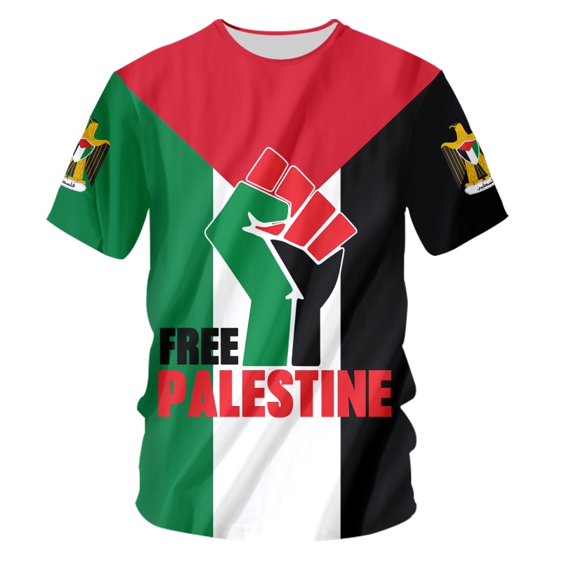 OGKB 3D Printed Free Palestine T shirt Men Summer Custom Short Sleeve Shirt Save Palestine Keep Peace Customized Shirt Oversize