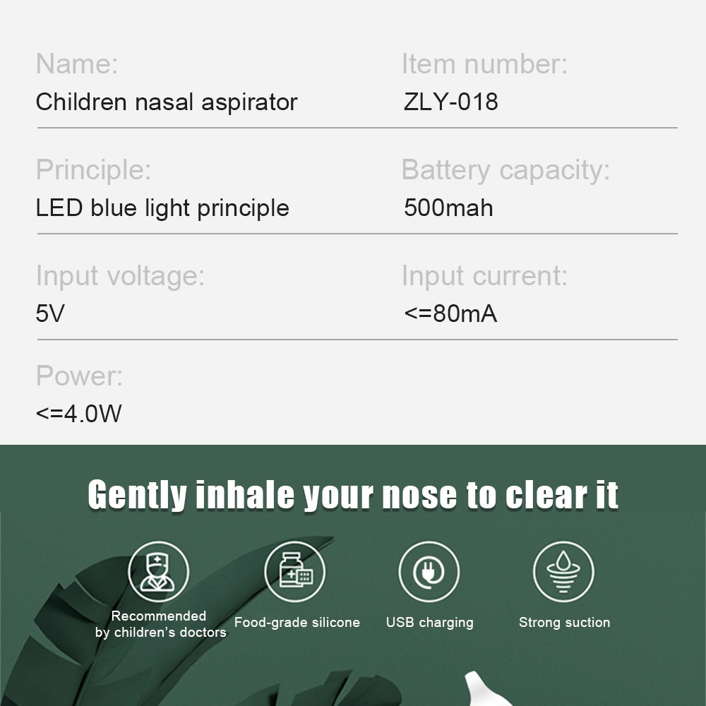 New Rechargeable Baby Nose Cleaner Silicone Adjustable Suction Electric Child Nasal Aspirator Health Safety Convenient Low Noise