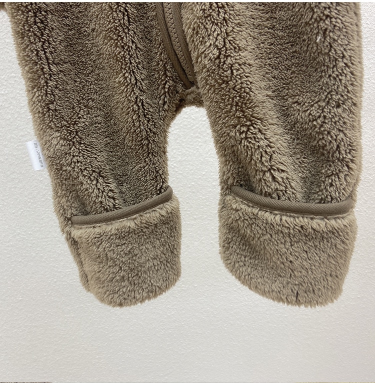 2020 Winter Infant Warm Clothes Newborn Baby Rompers with Removable Hat Boys Girls Fleece Hand Foot Protect Jumpsuit Footies