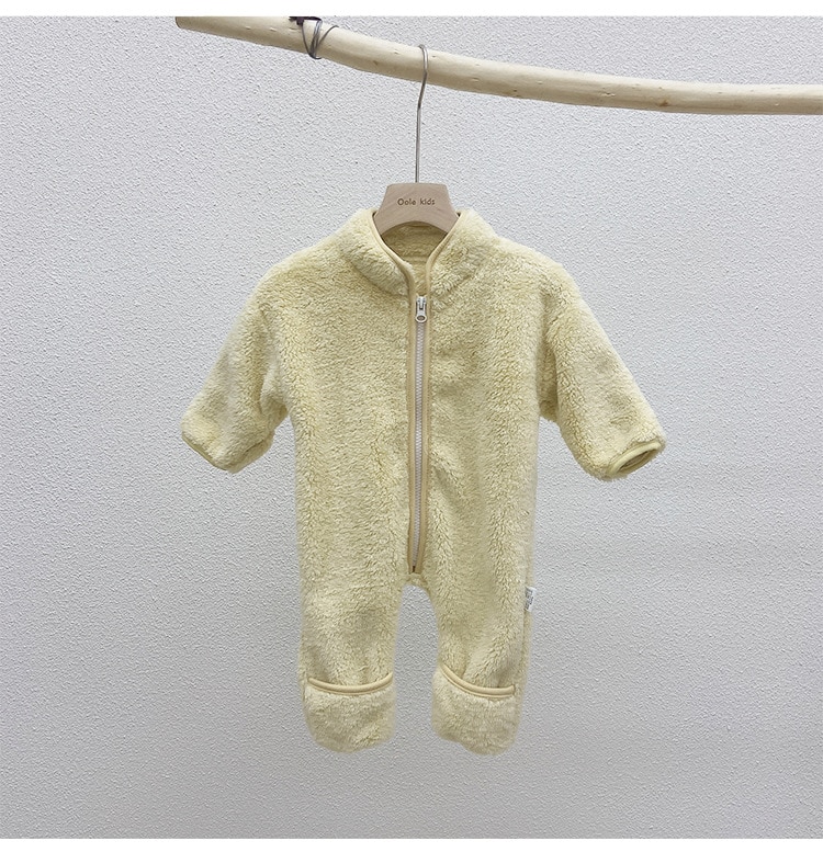 2020 Winter Infant Warm Clothes Newborn Baby Rompers with Removable Hat Boys Girls Fleece Hand Foot Protect Jumpsuit Footies