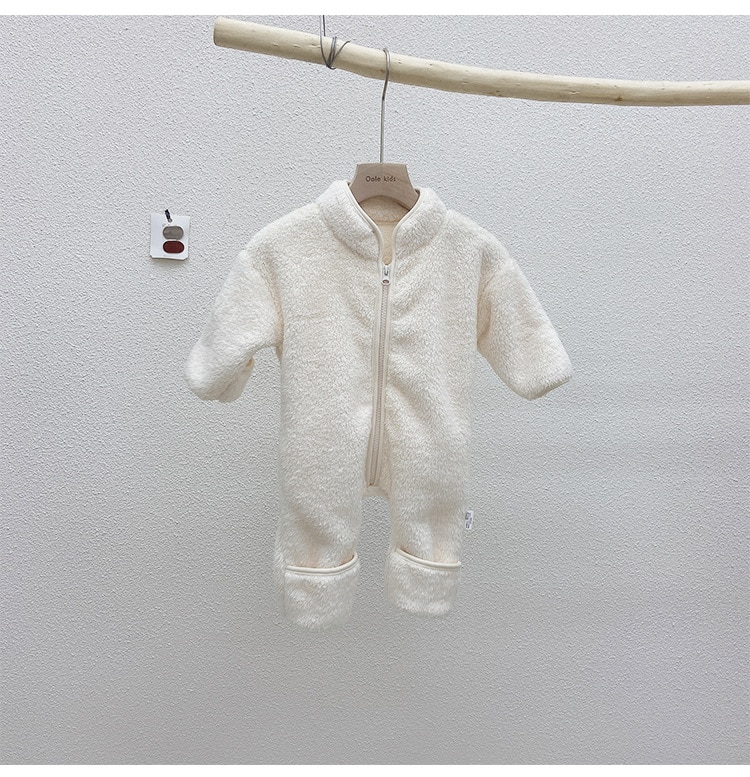 2020 Winter Infant Warm Clothes Newborn Baby Rompers with Removable Hat Boys Girls Fleece Hand Foot Protect Jumpsuit Footies