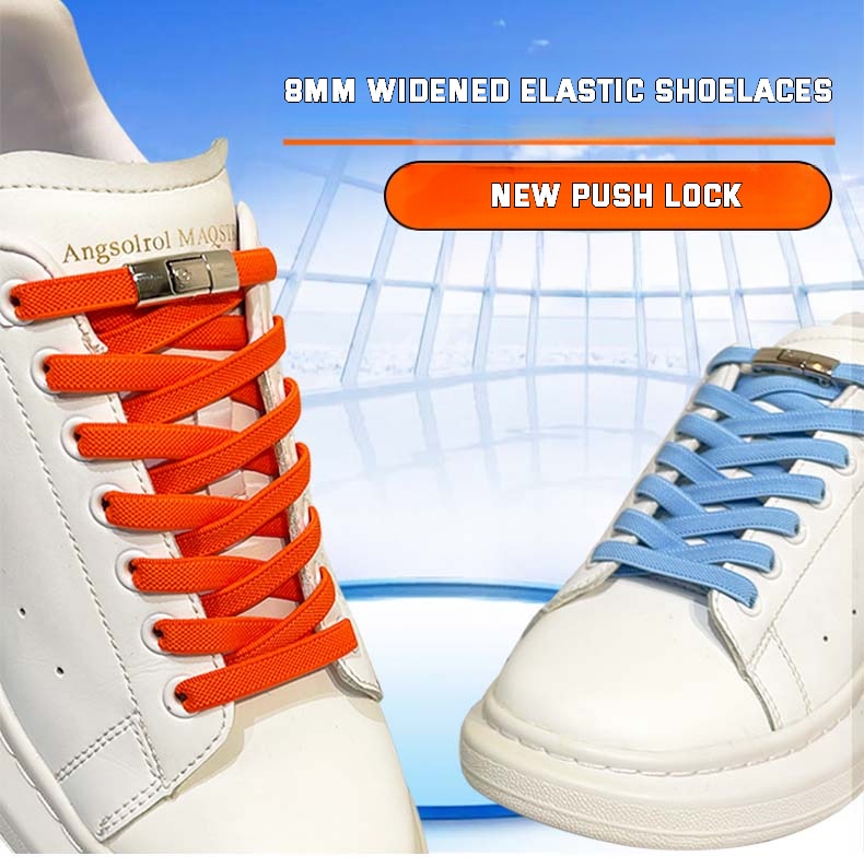 2022 Press Lock Shoelaces without ties Elastic Laces Sneaker 8MM Widened Flat No Tie Shoe laces Kids Adult Shoelace for Shoes