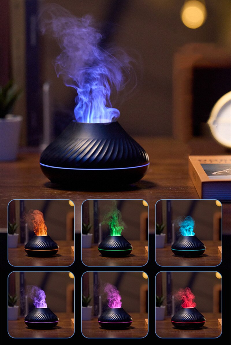 USB Air Humidifier Aroma Diffuser Humidifier Ultrasonic Cool Mist Maker Fogger Colorful LED Essential Oil Flame Lamp Diffuser