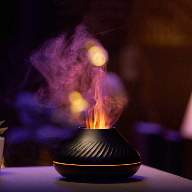 USB Air Humidifier Aroma Diffuser Humidifier Ultrasonic Cool Mist Maker Fogger Colorful LED Essential Oil Flame Lamp Diffuser