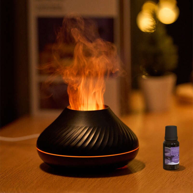 USB Air Humidifier Aroma Diffuser Humidifier Ultrasonic Cool Mist Maker Fogger Colorful LED Essential Oil Flame Lamp Diffuser