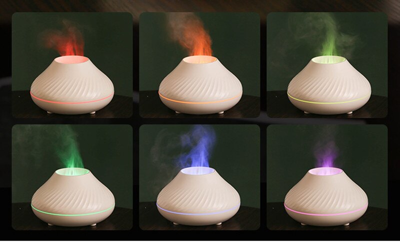 USB Air Humidifier Aroma Diffuser Humidifier Ultrasonic Cool Mist Maker Fogger Colorful LED Essential Oil Flame Lamp Diffuser