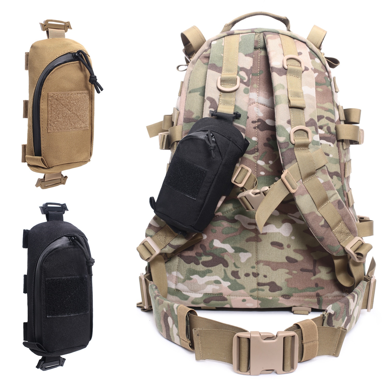 Tactical Molle Pouch Military EDC Tool Bag Phone Pouch Hunting Accessory Bag Shoulder Strap Pack Compact Bag for Outdoor Hiking