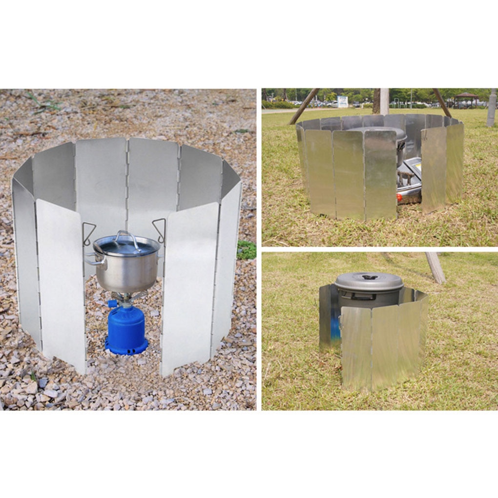 Gas Stove Wind Shield Outdoor Picnic Camping Burner Aluminum Alloy Barbecue Windproof Screen Protective Accessory