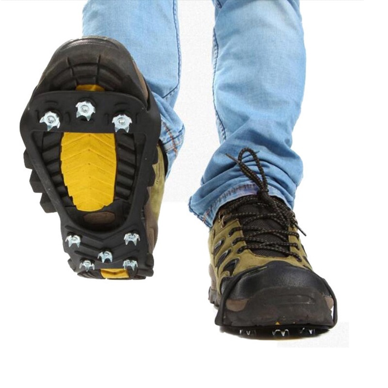 1 Pair 8 Studs Teeth Anti-Skid Non Slip Ice Gripper Crampons Cleats For Spikes Shoes Hiking Climbing Winter Snow Outdoor Unisex