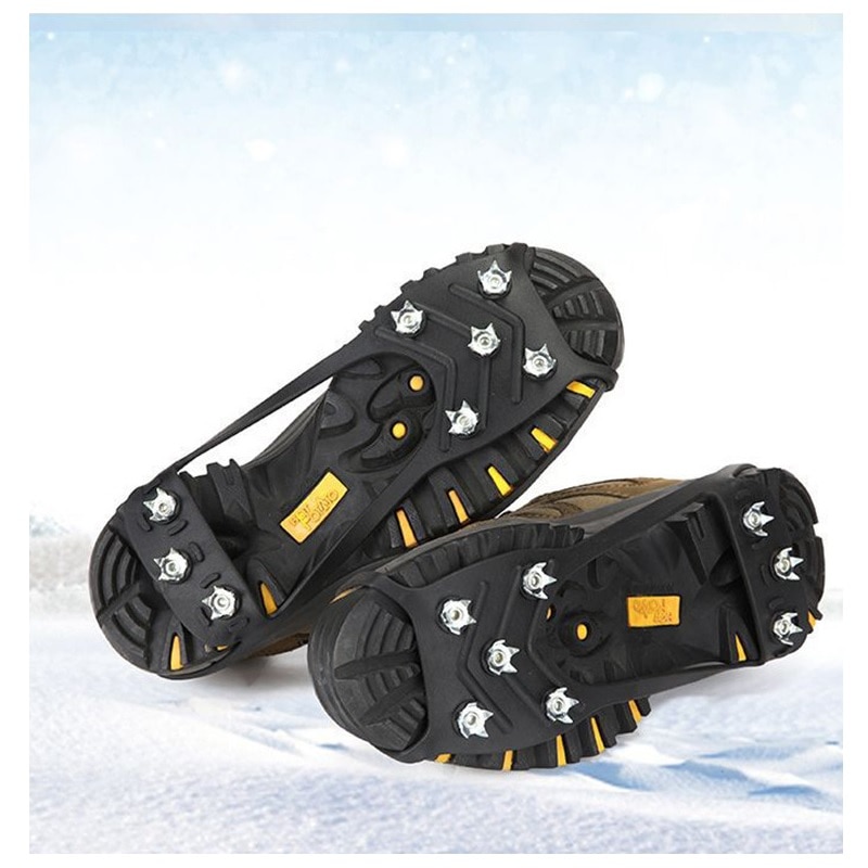 1 Pair 8 Studs Teeth Anti-Skid Non Slip Ice Gripper Crampons Cleats For Spikes Shoes Hiking Climbing Winter Snow Outdoor Unisex