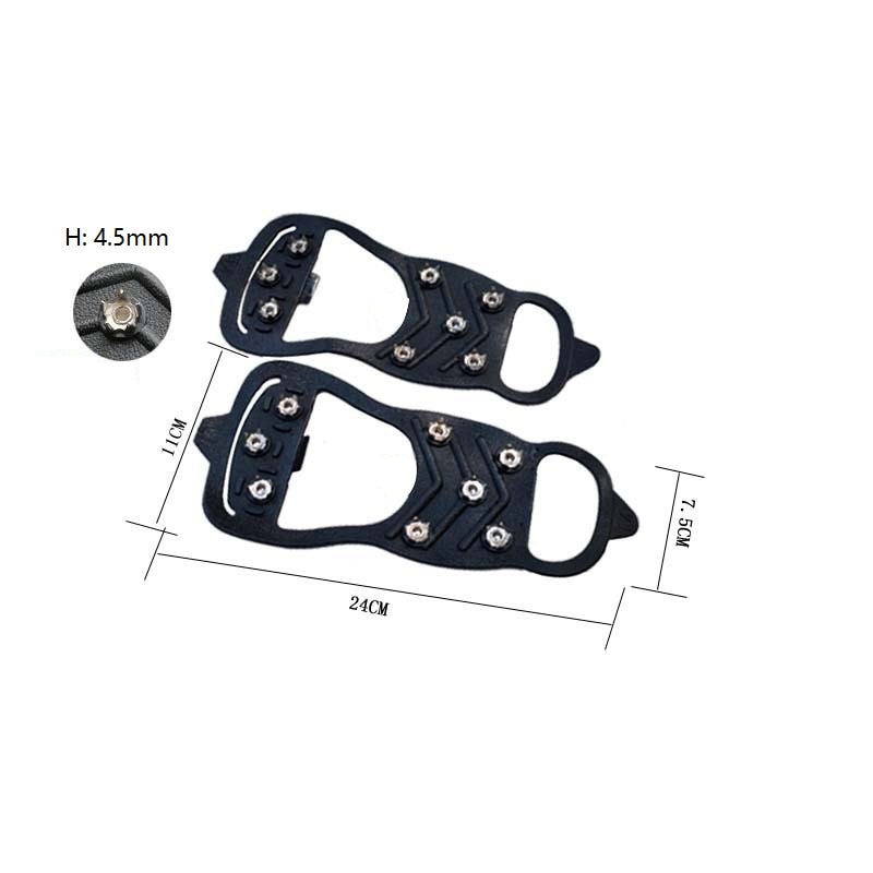 1 Pair 8 Studs Teeth Anti-Skid Non Slip Ice Gripper Crampons Cleats For Spikes Shoes Hiking Climbing Winter Snow Outdoor Unisex