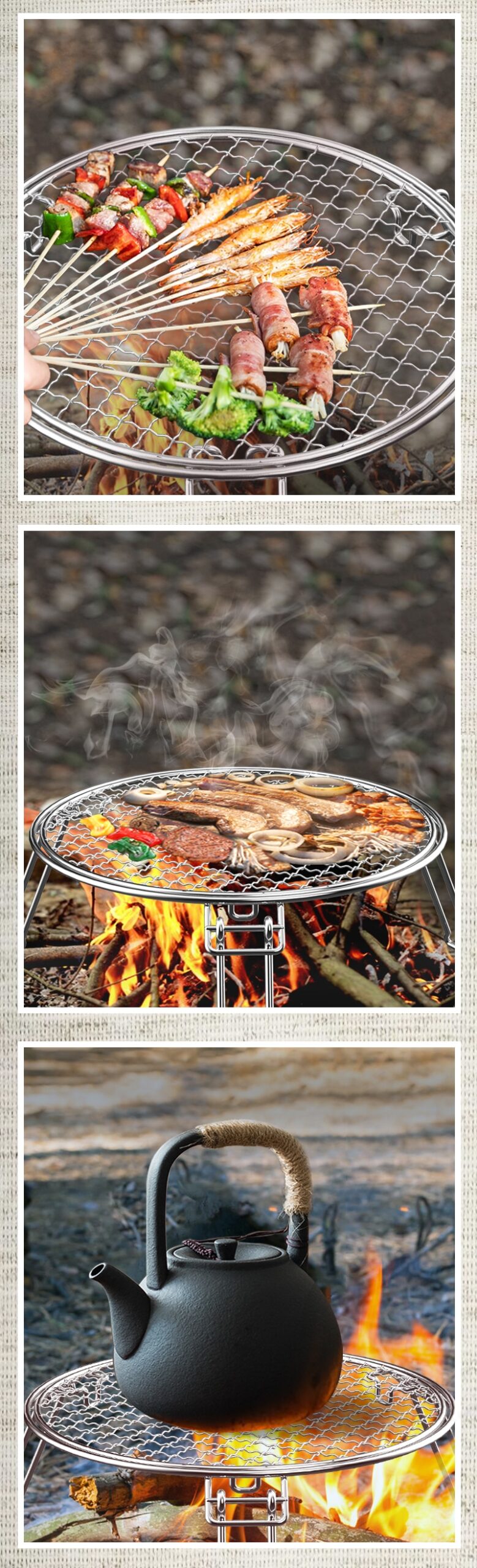 BBQ Barbecue Stainless Steel Plate Camping Gridiron Outdoor Cooking Tools Folding Portable BBQ Grill Barbecue Accessories