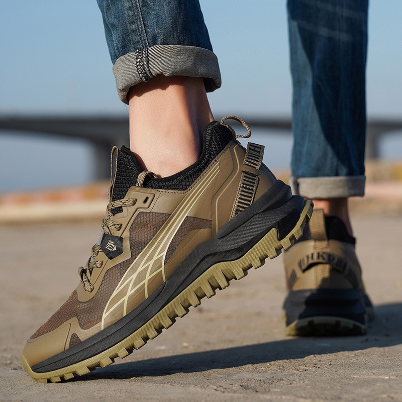 HIKEUP New Men Hiking Shoes Outdoor Sport Wear-Resistant Climbing Shoes Rubber Sole Trekking Sneaker Women Sports