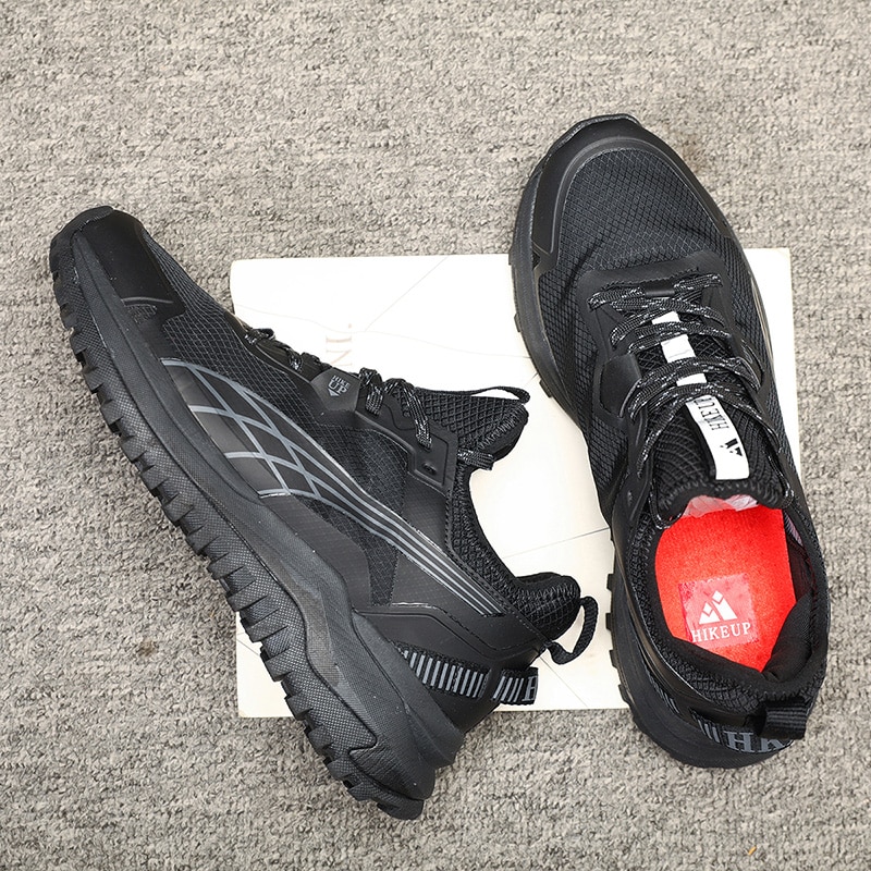 HIKEUP New Men Hiking Shoes Outdoor Sport Wear-Resistant Climbing Shoes Rubber Sole Trekking Sneaker Women Sports