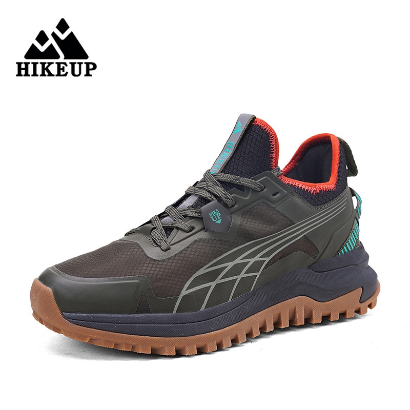HIKEUP New Men Hiking Shoes Outdoor Sport Wear-Resistant Climbing Shoes Rubber Sole Trekking Sneaker Women Sports