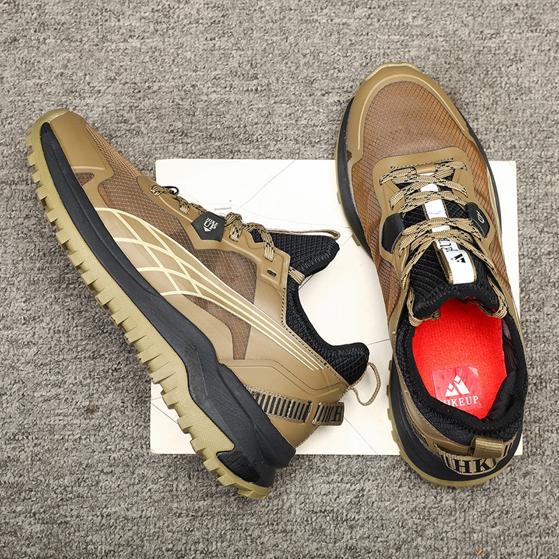 HIKEUP New Men Hiking Shoes Outdoor Sport Wear-Resistant Climbing Shoes Rubber Sole Trekking Sneaker Women Sports