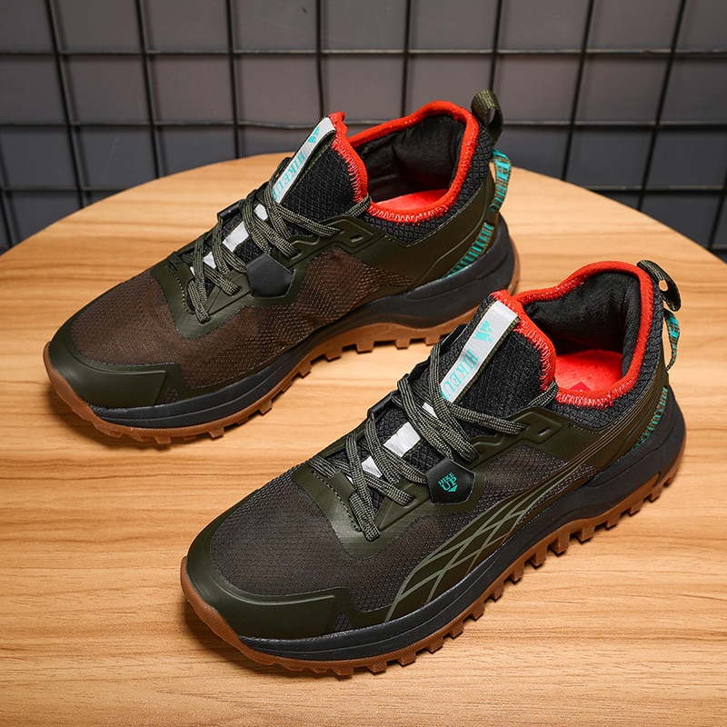 HIKEUP New Men Hiking Shoes Outdoor Sport Wear-Resistant Climbing Shoes Rubber Sole Trekking Sneaker Women Sports