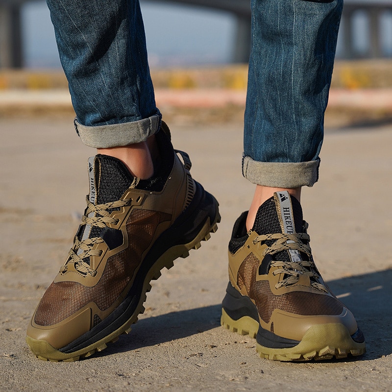 HIKEUP New Men Hiking Shoes Outdoor Sport Wear-Resistant Climbing Shoes Rubber Sole Trekking Sneaker Women Sports