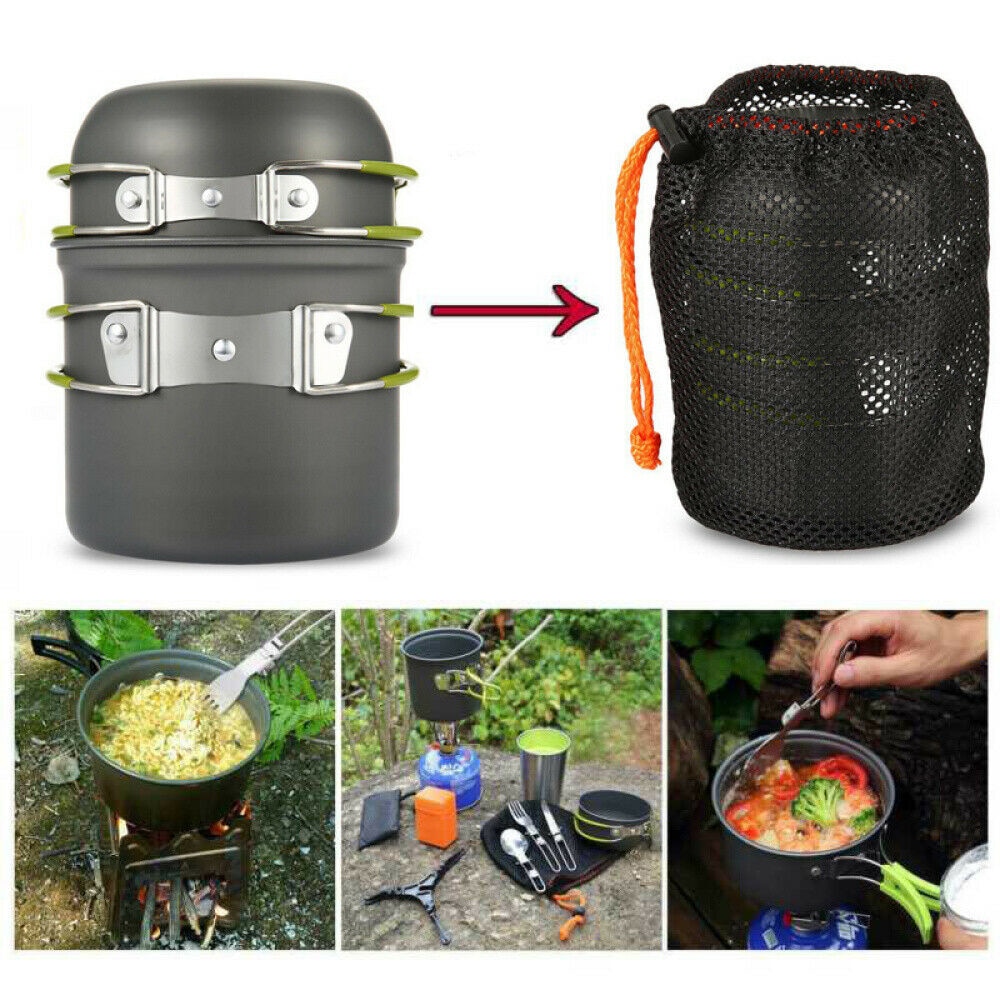Ultra-light Camping Cookware Utensils Set Outdoor Backpacking Hiking Picnic Cooking Travel Tableware Pot Pan Spoon Fork Knife