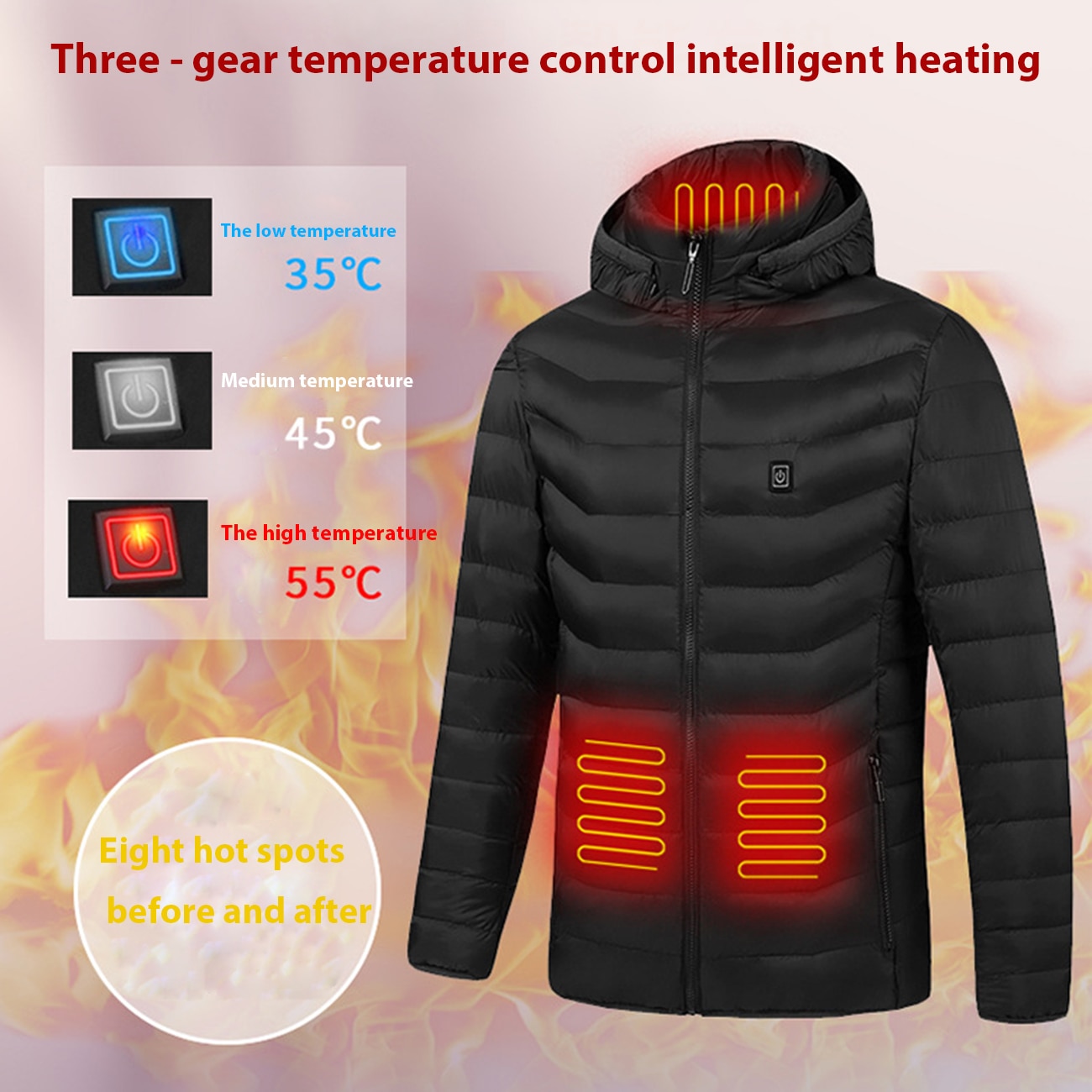 Men 9 Areas Heated Jacket USB Winter Outdoor Electric Heating Jackets Warm Sprots Thermal Coat Clothing Heatable Cotton jacket