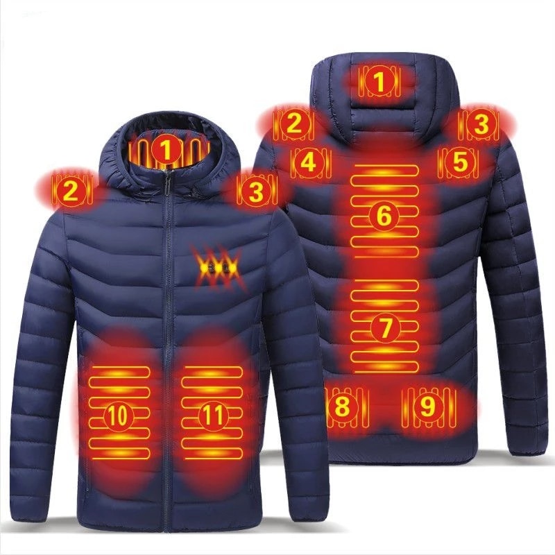 Men 9 Areas Heated Jacket USB Winter Outdoor Electric Heating Jackets Warm Sprots Thermal Coat Clothing Heatable Cotton jacket