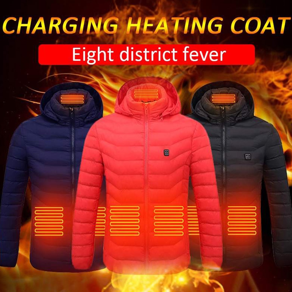 Men 9 Areas Heated Jacket USB Winter Outdoor Electric Heating Jackets Warm Sprots Thermal Coat Clothing Heatable Cotton jacket